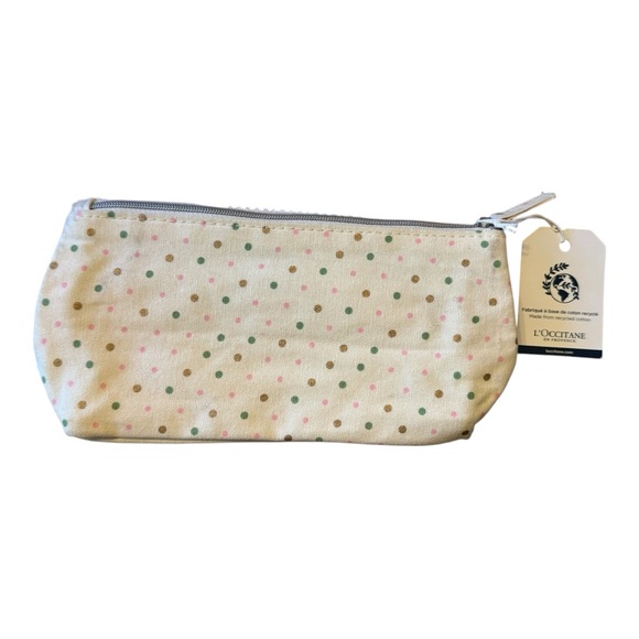 L'OCCITANE Cream Pouch with Pink and Green Dots - Picture 1 of 2